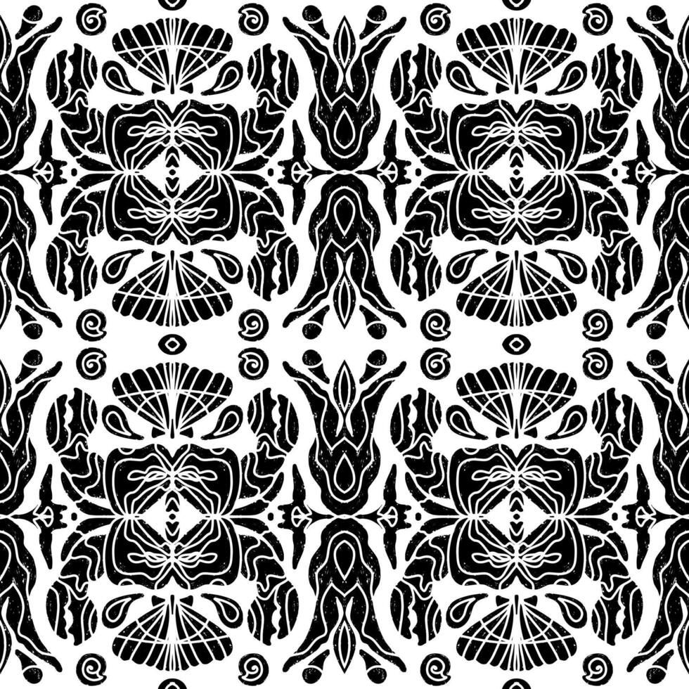 a black and white pattern flowers vector