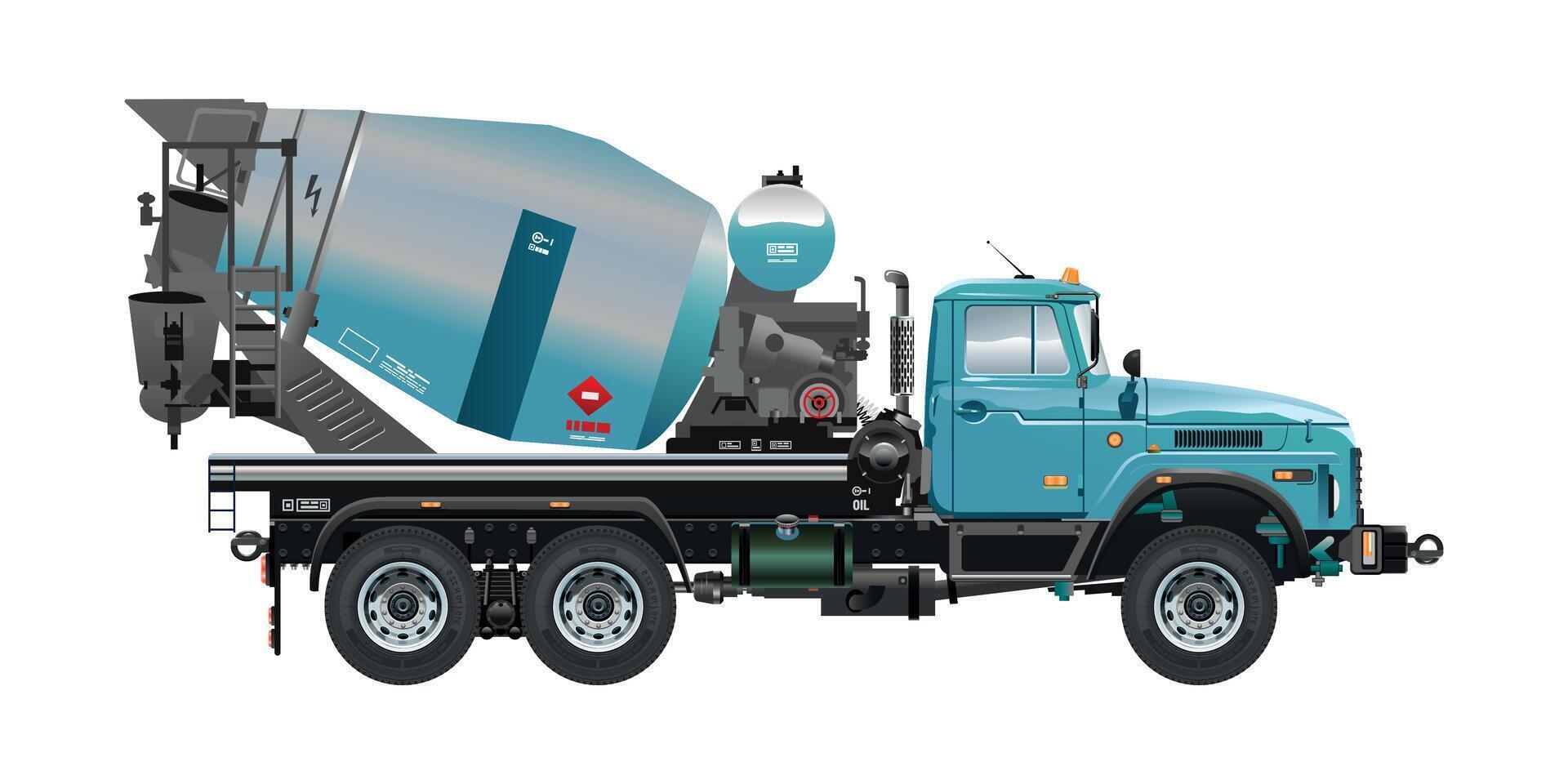 Concrete mixer semi truck for construction service 3D illustration vector
