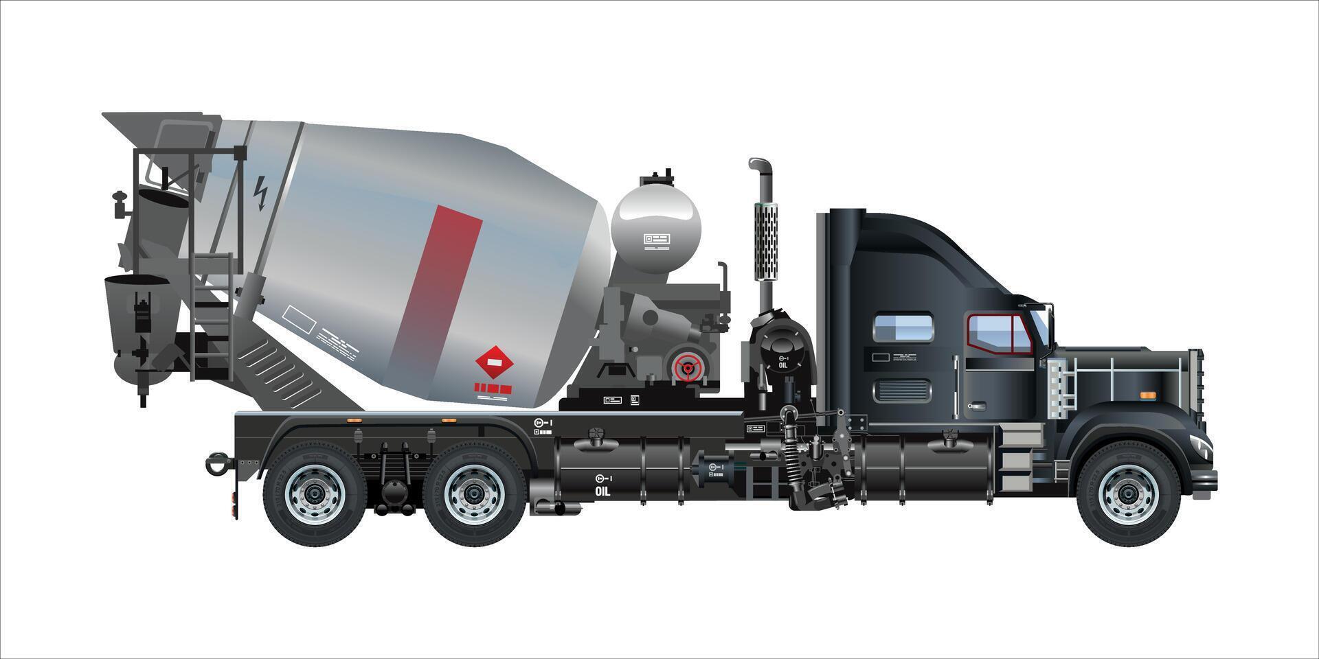 Semi truck Concrete mixer for construction service 3D illustration vector