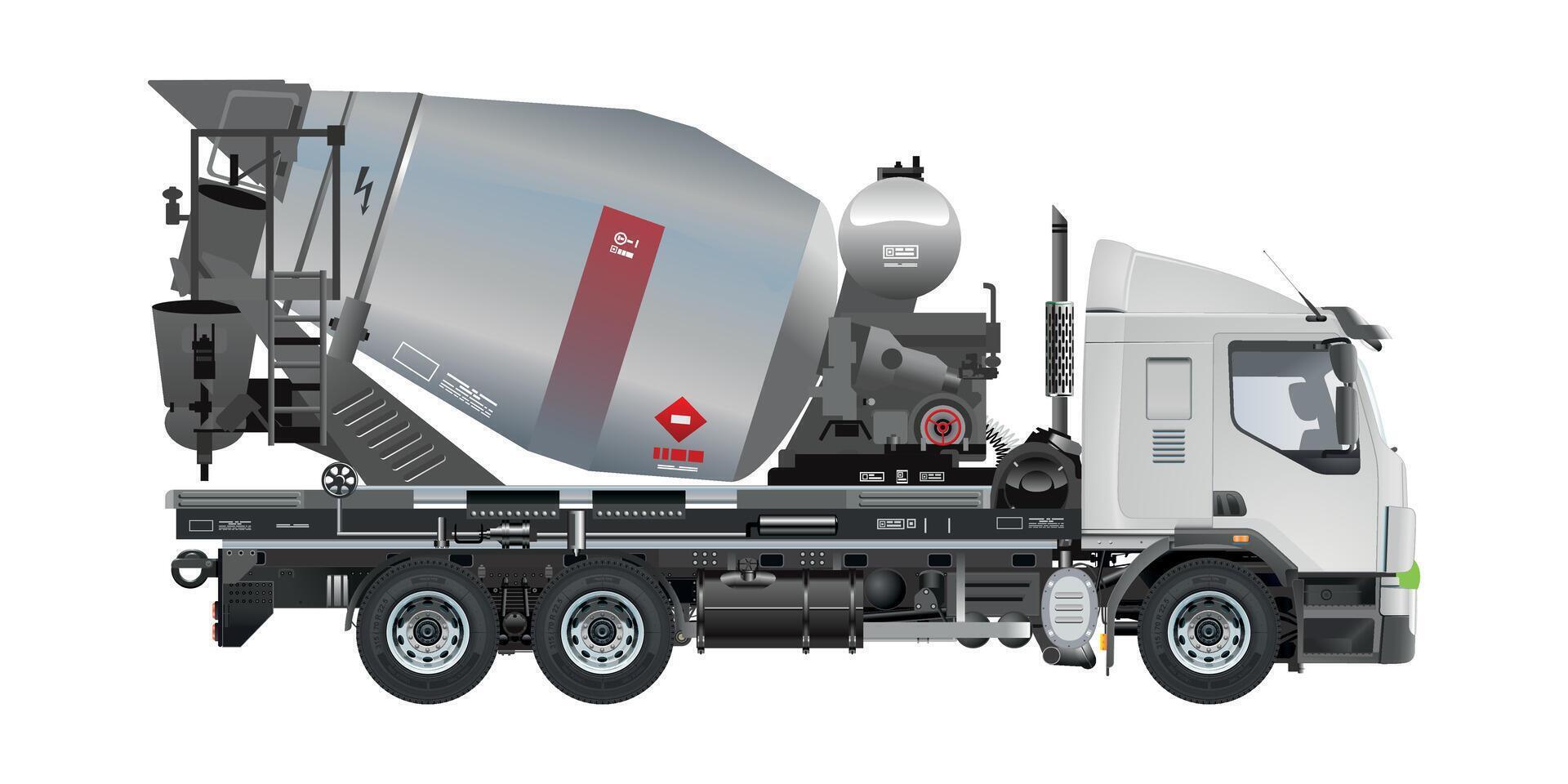 Concrete mixer heavy truck for construction service 3D illustration vector