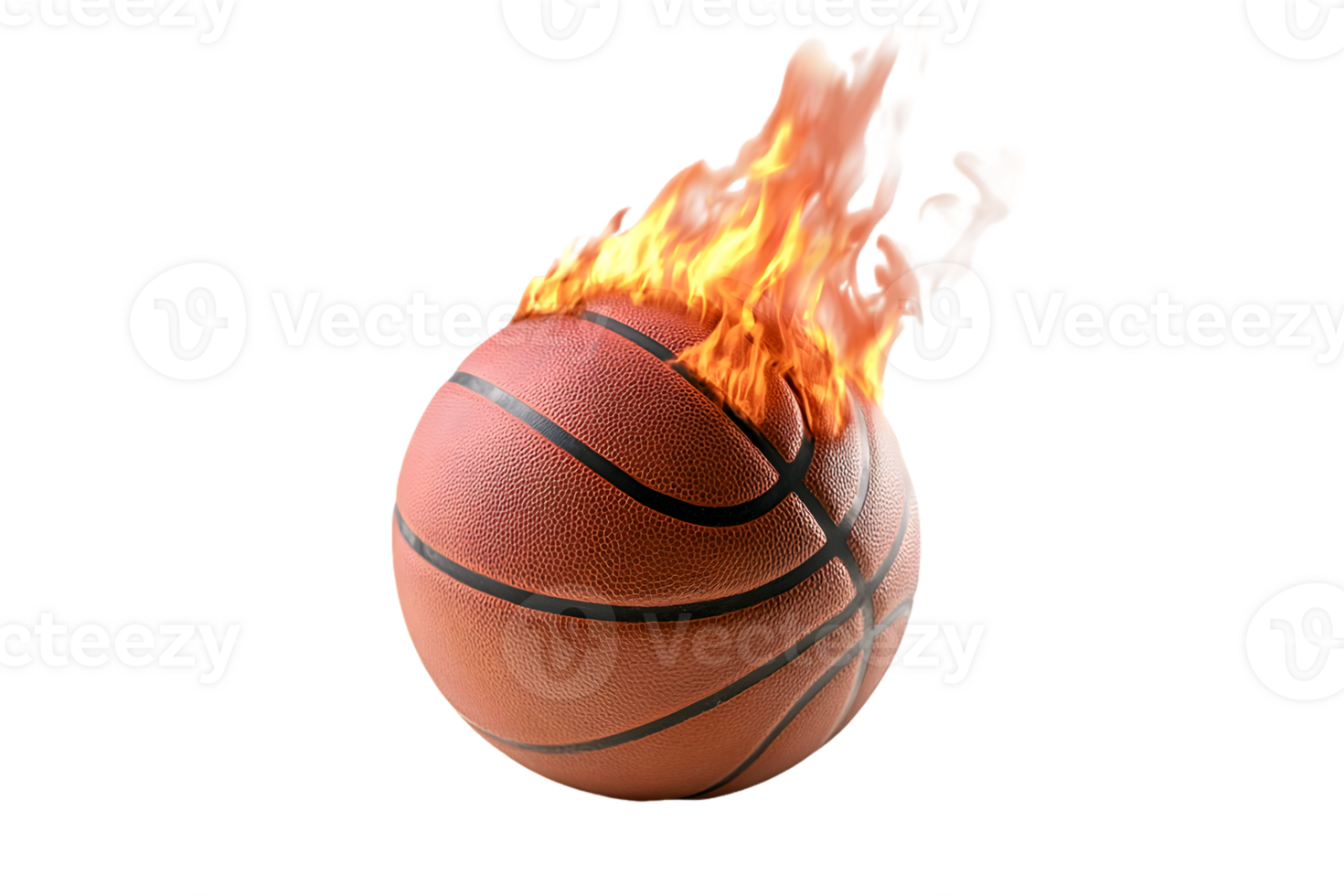 Fiery Basketball A Dynamic Image of a Burning Basketball Ball png