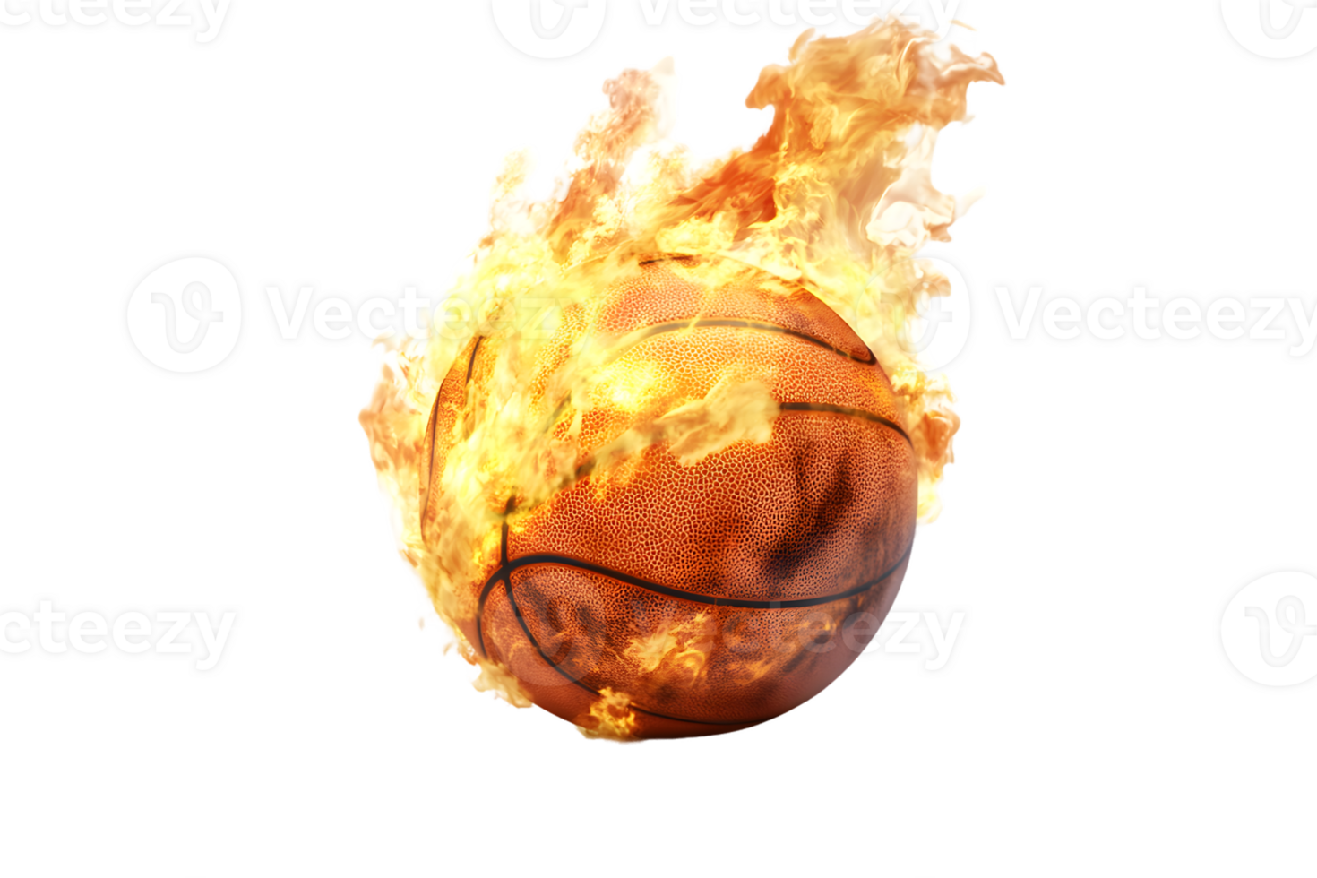 Fiery Basketball engulfed in Intense Flames png