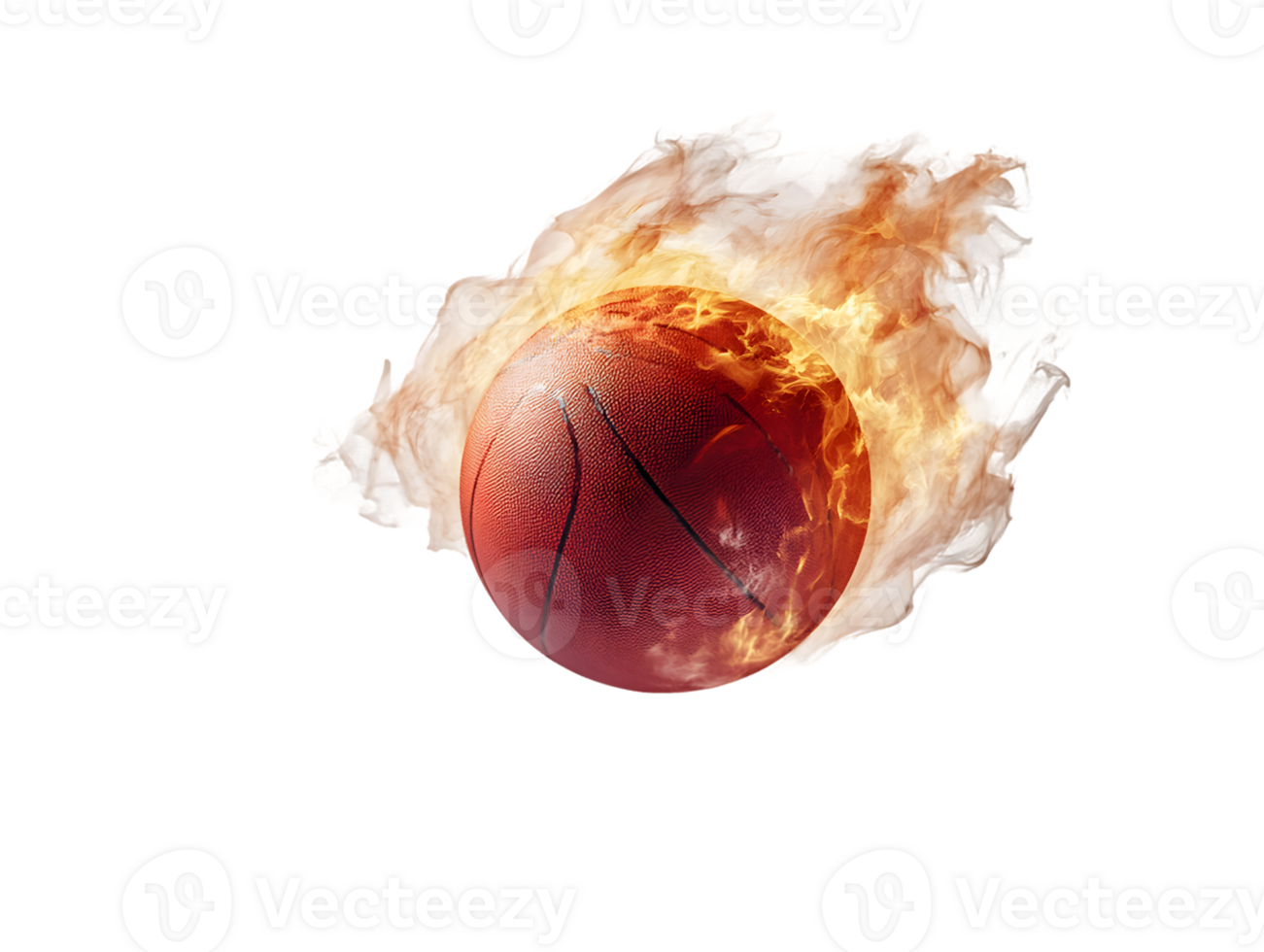 Fiery Basketball engulfed in flames and smoke, intense dynamic motion png