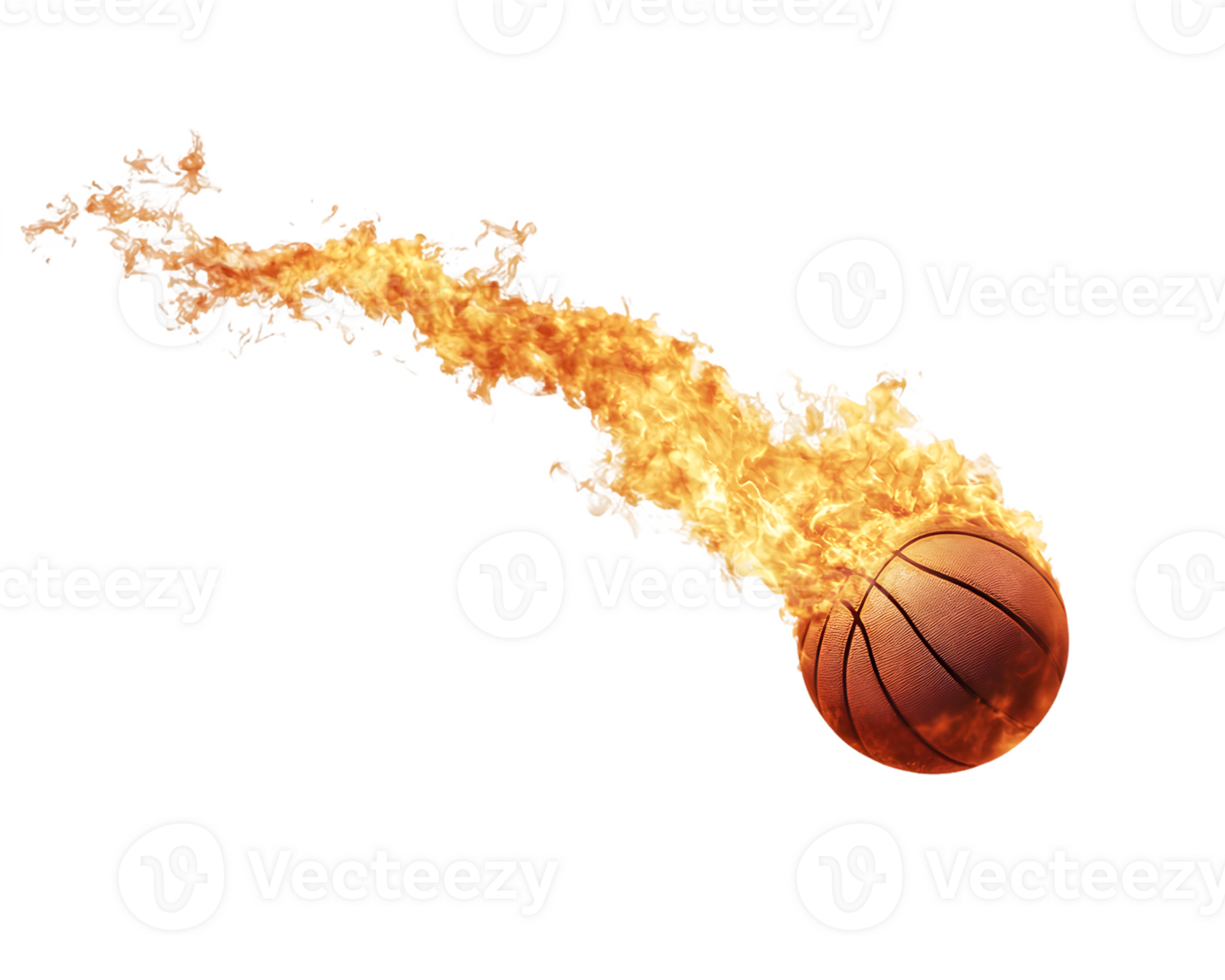 Fiery Basketball in Motion A Dynamic Sports Image png