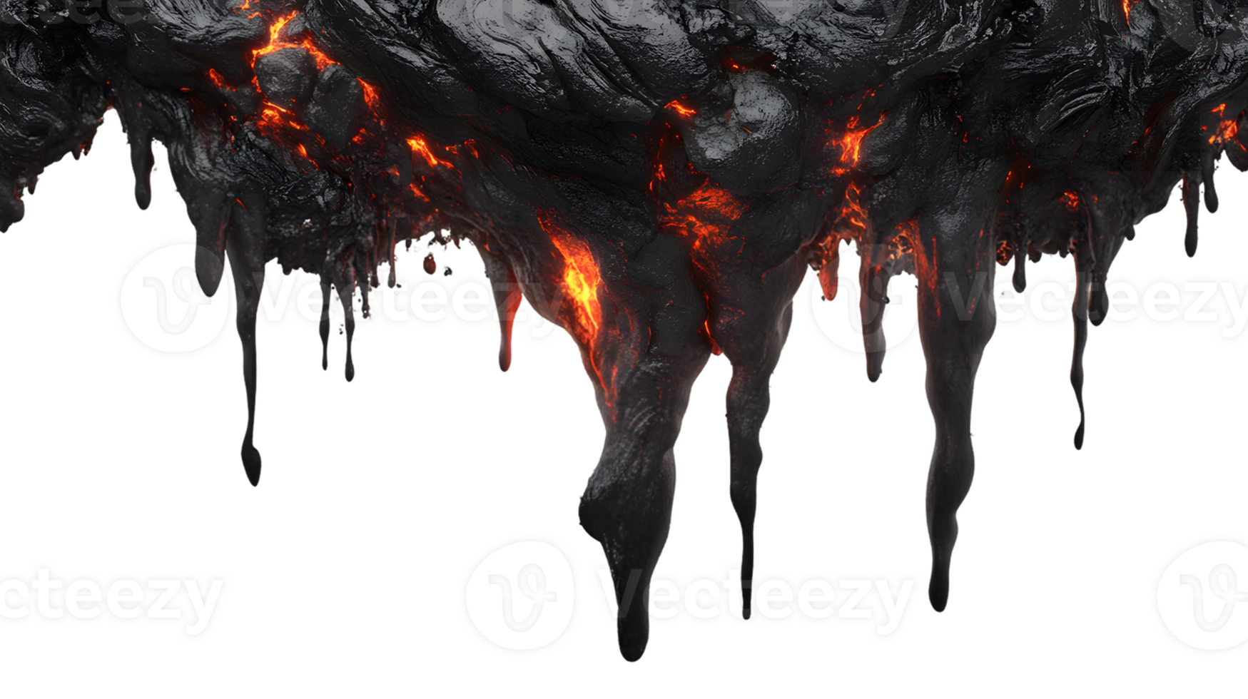 Molten Lava Flowing in Volcanic Cave, Fiery and Dramatic Texture png