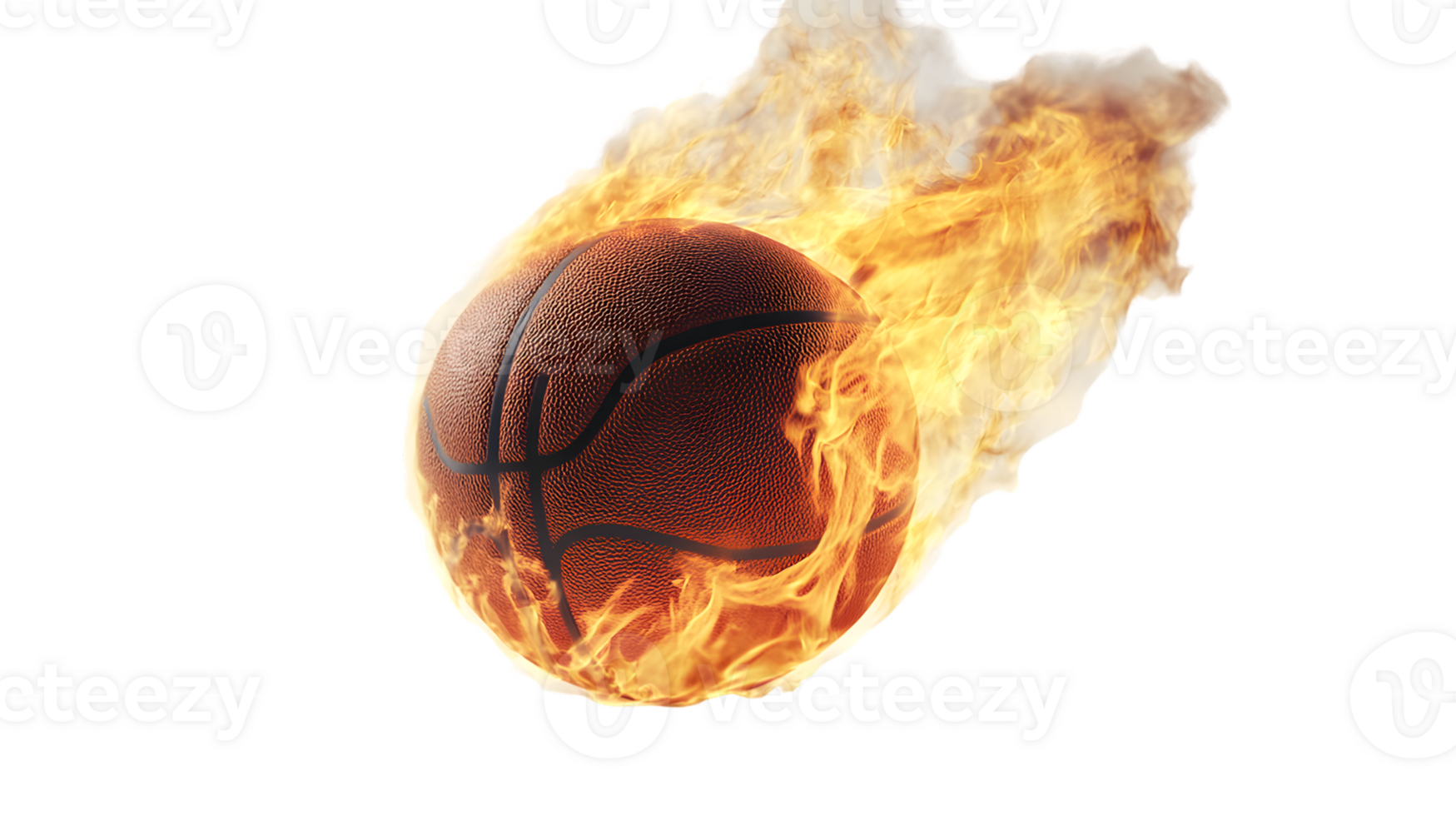 Fiery Basketball engulfed in Blazing Flames, Dynamic Sports Graphic png