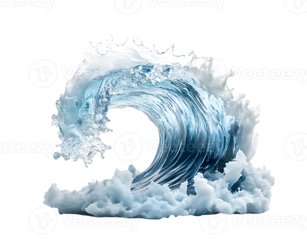 Dynamic Ocean Wave with White Foam and Blue Water png