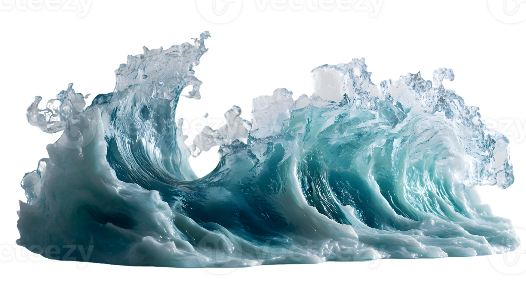 potente oceano onda con bianca schiuma e blu acqua png