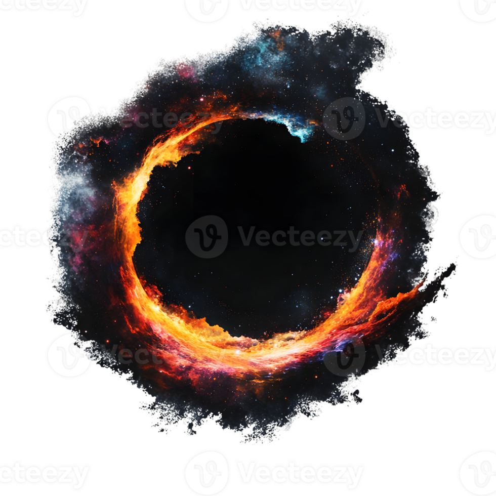 Vibrant cosmic circular structure resembling a stellar phenomenon with swirling flames and stardust creating a captivating png