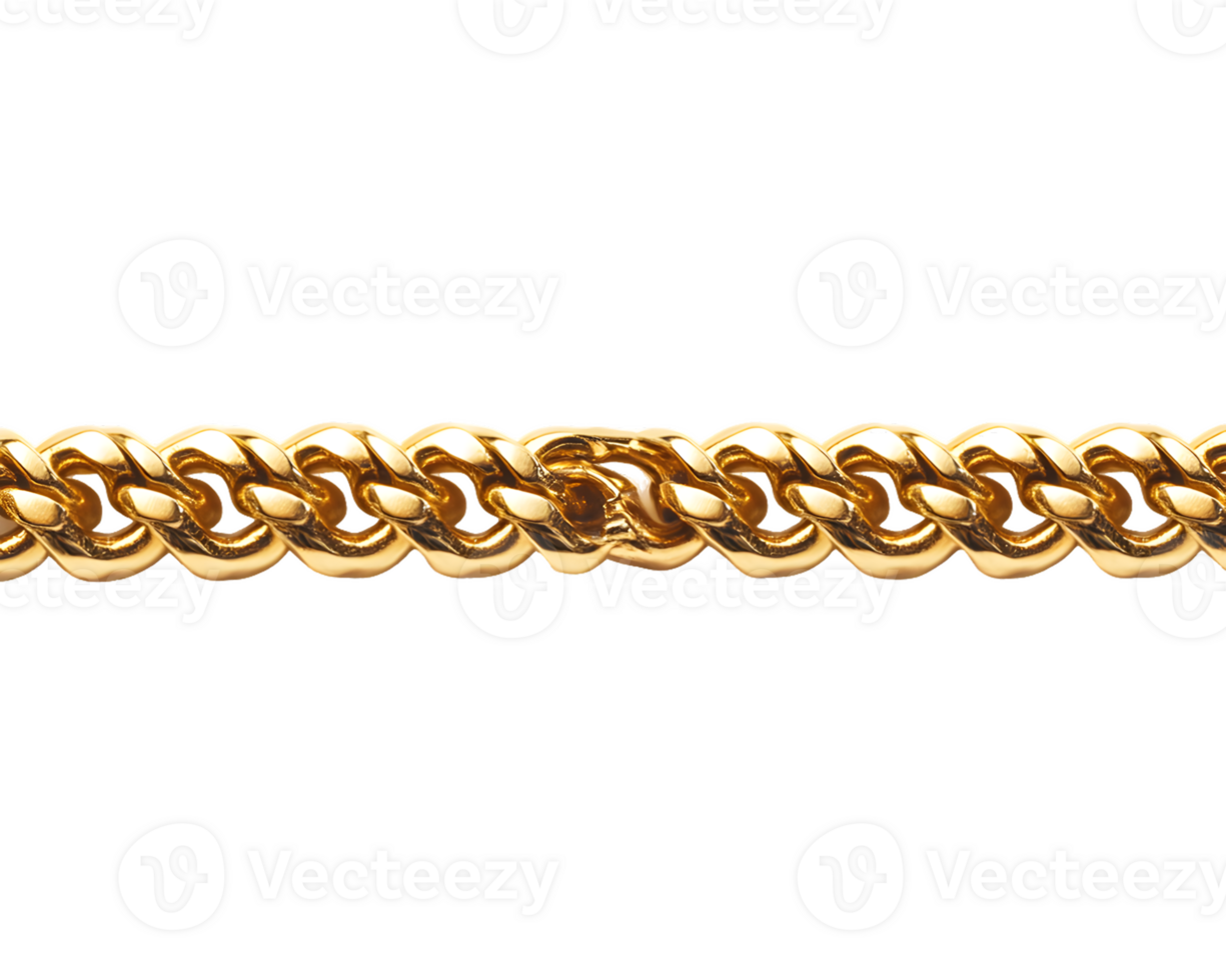 Close-up of a Gold Curb Chain with Polished Finish png