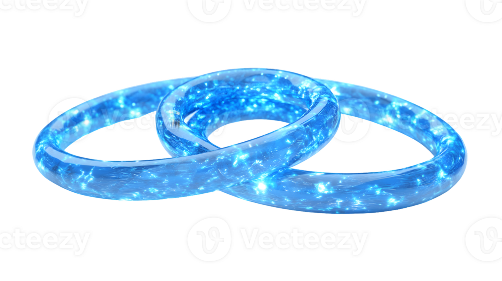 Intertwined Luminous Blue Rings with Sparkling Texture png