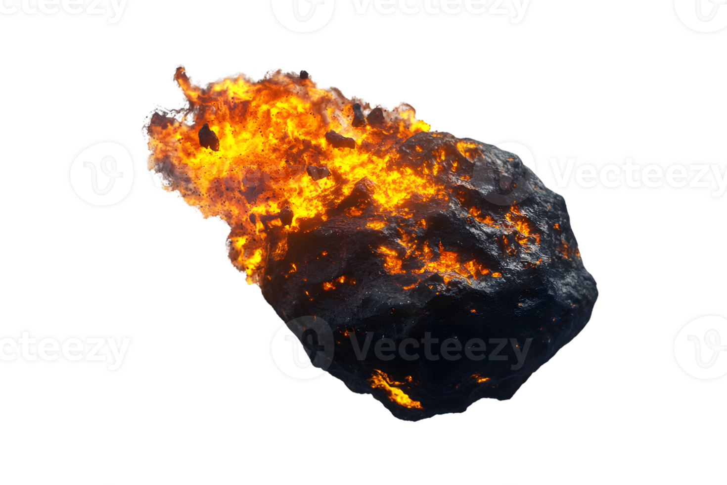Fiery Meteoroid Hurtling Through Space png