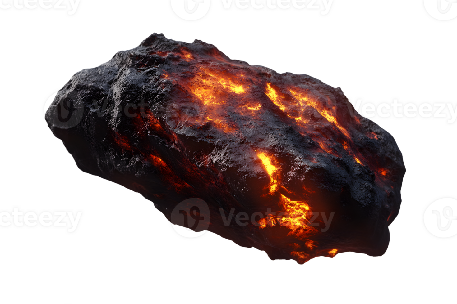 Fiery Glowing Asteroid in Space Cosmic Rock with Intense Flames png