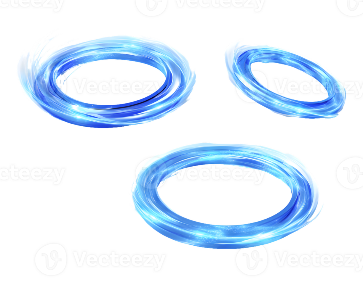 Luminous Blue Rings Floating in Space png