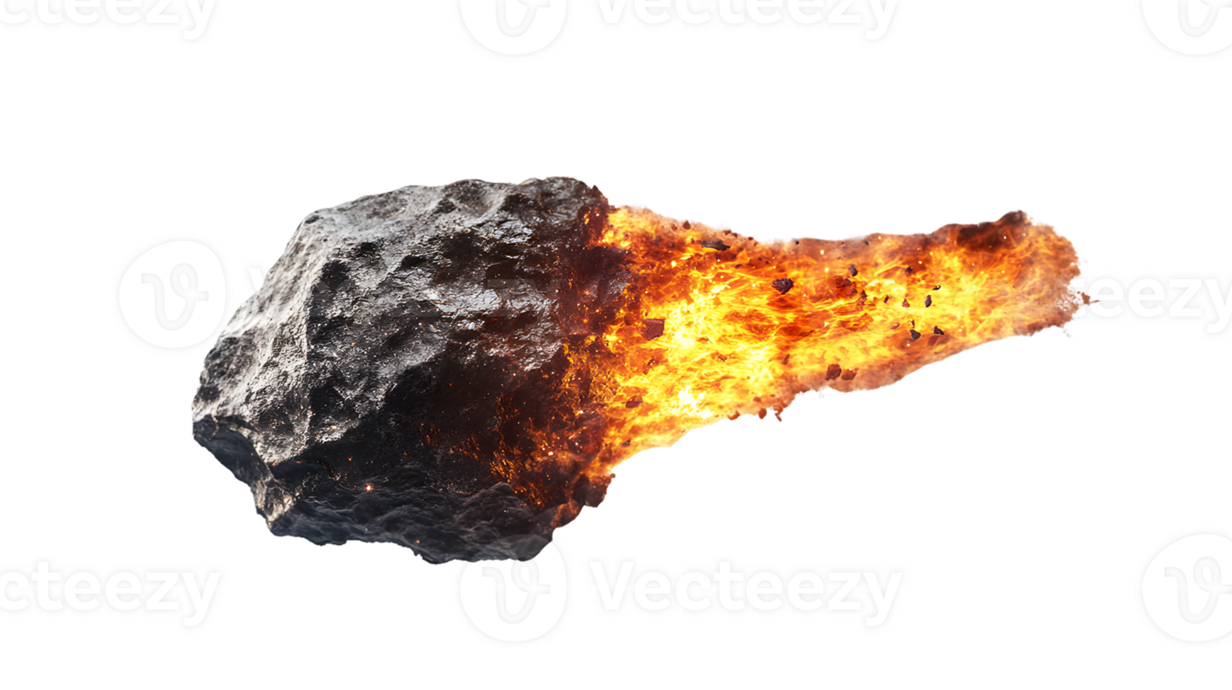 Fiery Space Rock Blazing Across the Cosmos png