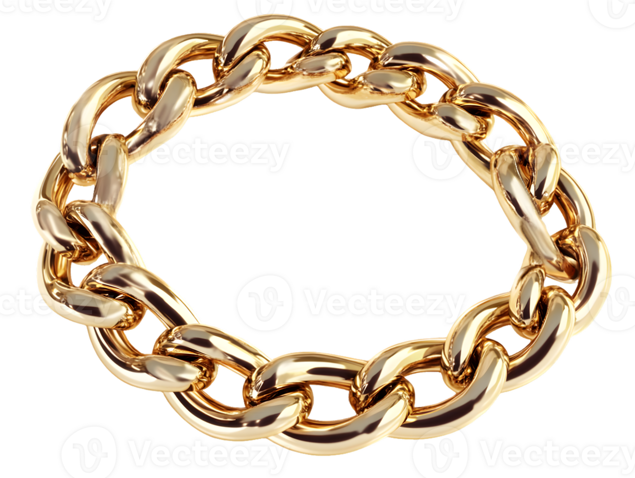 Gold Chain Bracelet Circular Design with Interlinked Oval Links png