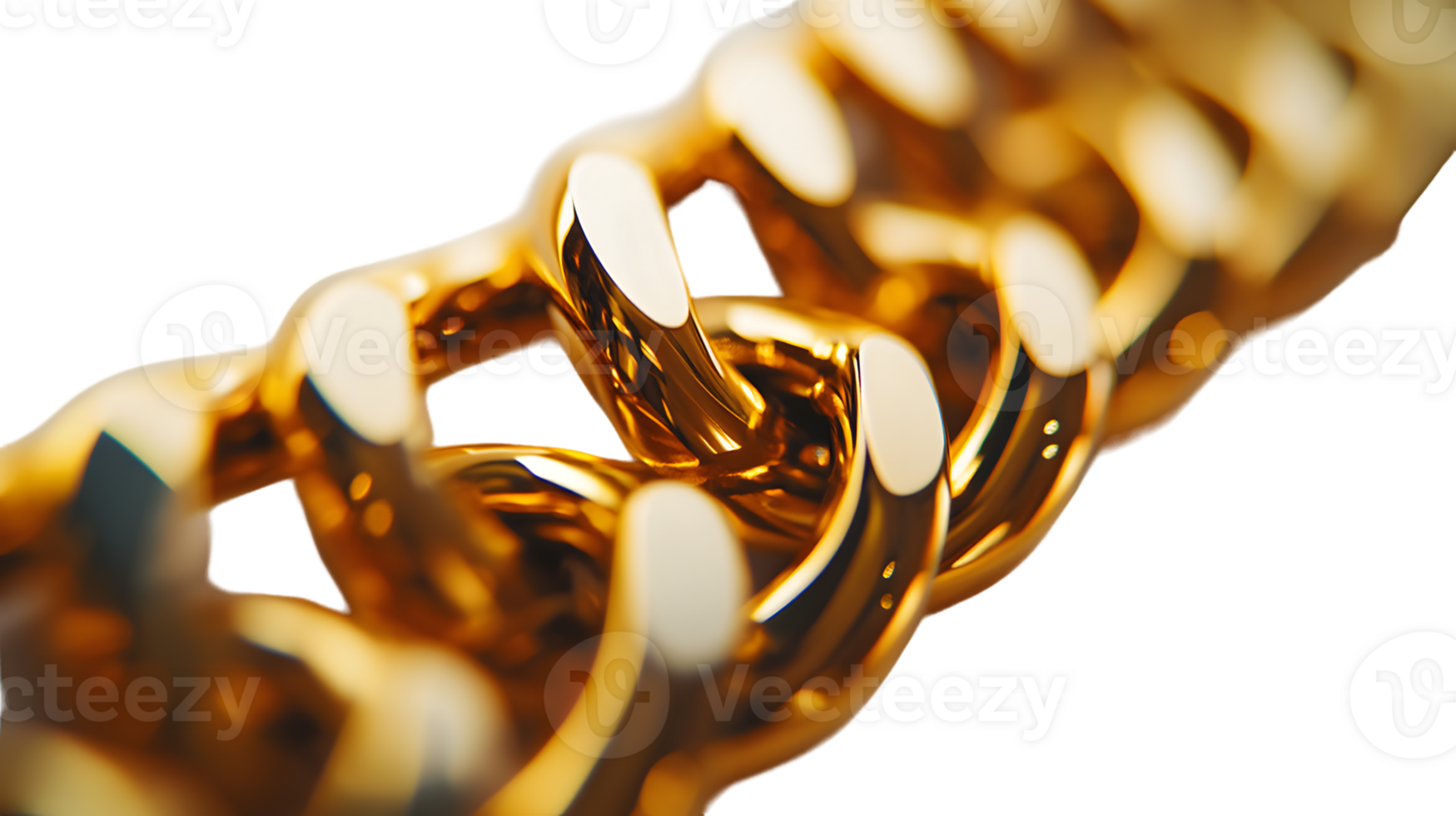 Gleaming Gold Chain Close-up view of a luxury gold chain's intricate links and reflective surface, emphasizing its texture, shine, and metallic quality. png