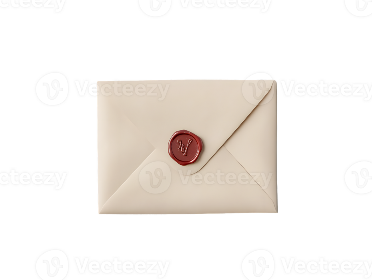 Beige Envelope with Red Wax Seal png