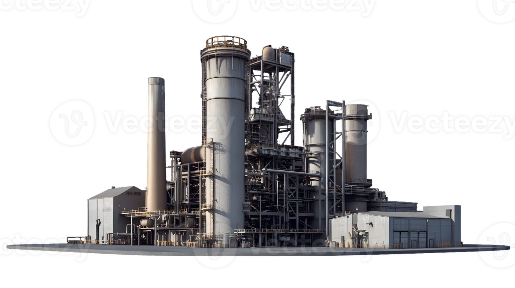 Industrial Plant Complex with Steel Structures and Piping png