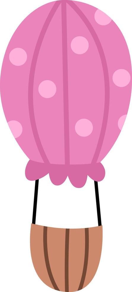 pink hot air balloon. Fairytale themed air transport. Cute magic transportation design element vector
