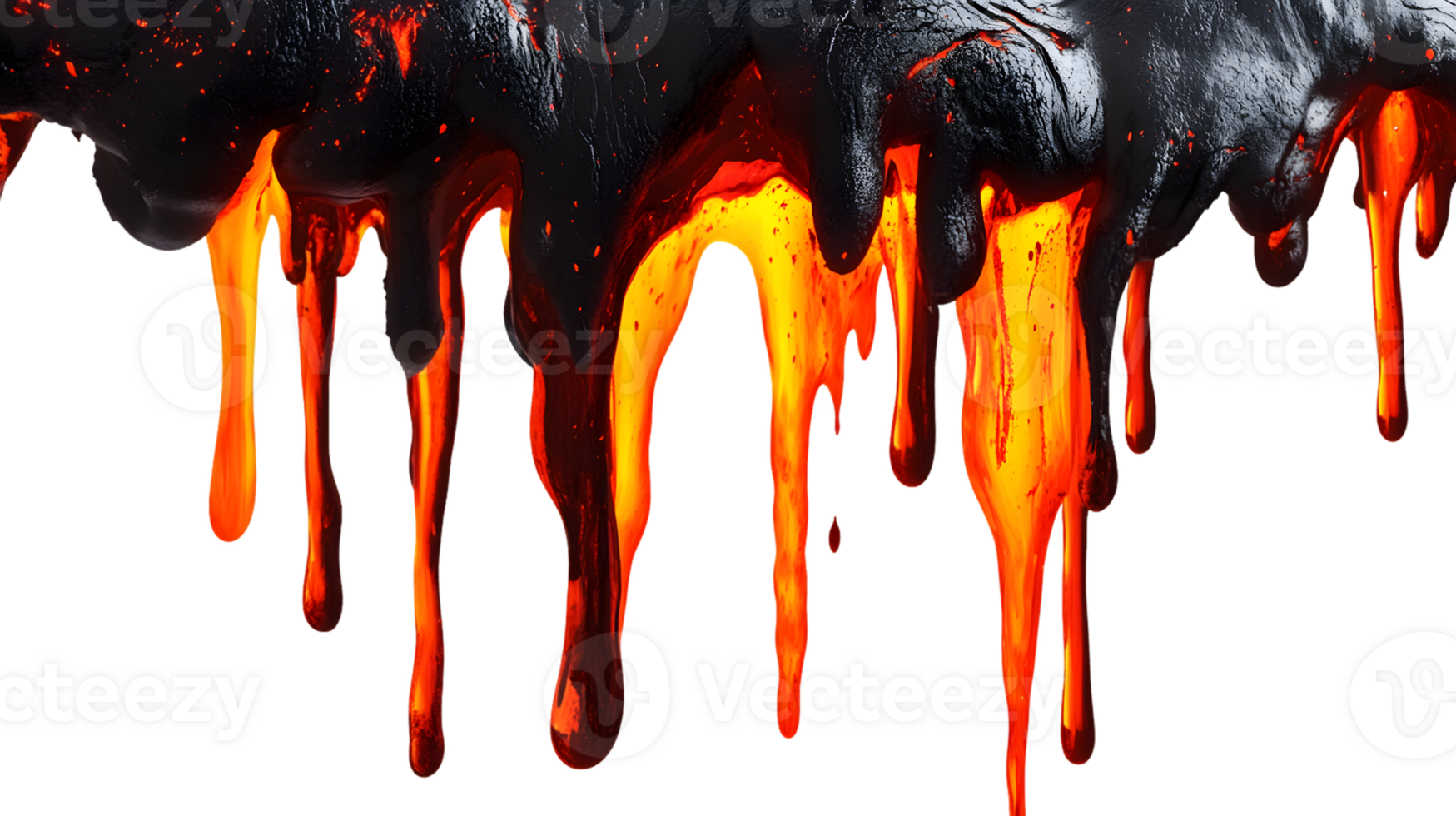 Molten Lava Flowing Downwards with Fiery Glowing Texture png