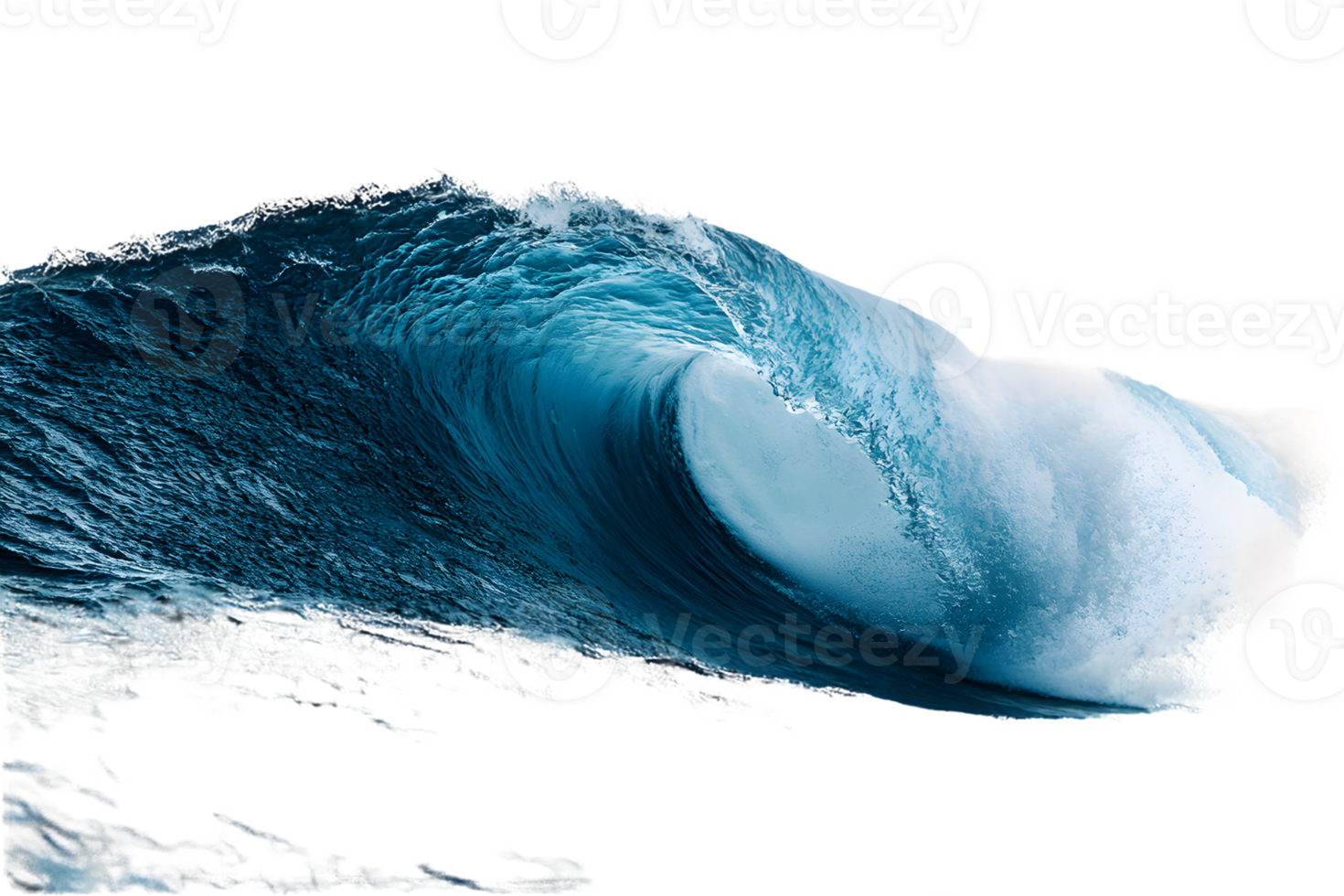 Powerful Ocean Wave with Dynamic Curl and Vivid Blue Hues png