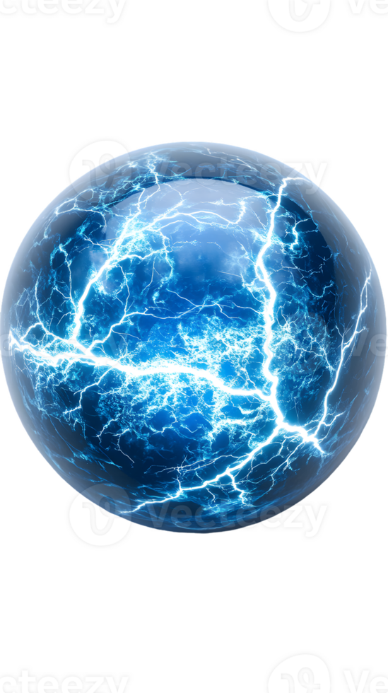 Glowing Blue Energy Sphere with Intricate Crackling Fissures png