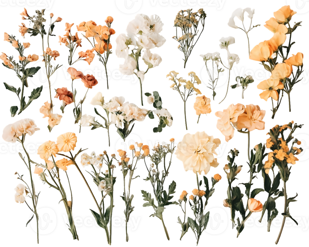 Collection of Cream, Yellow, and White Flowers png