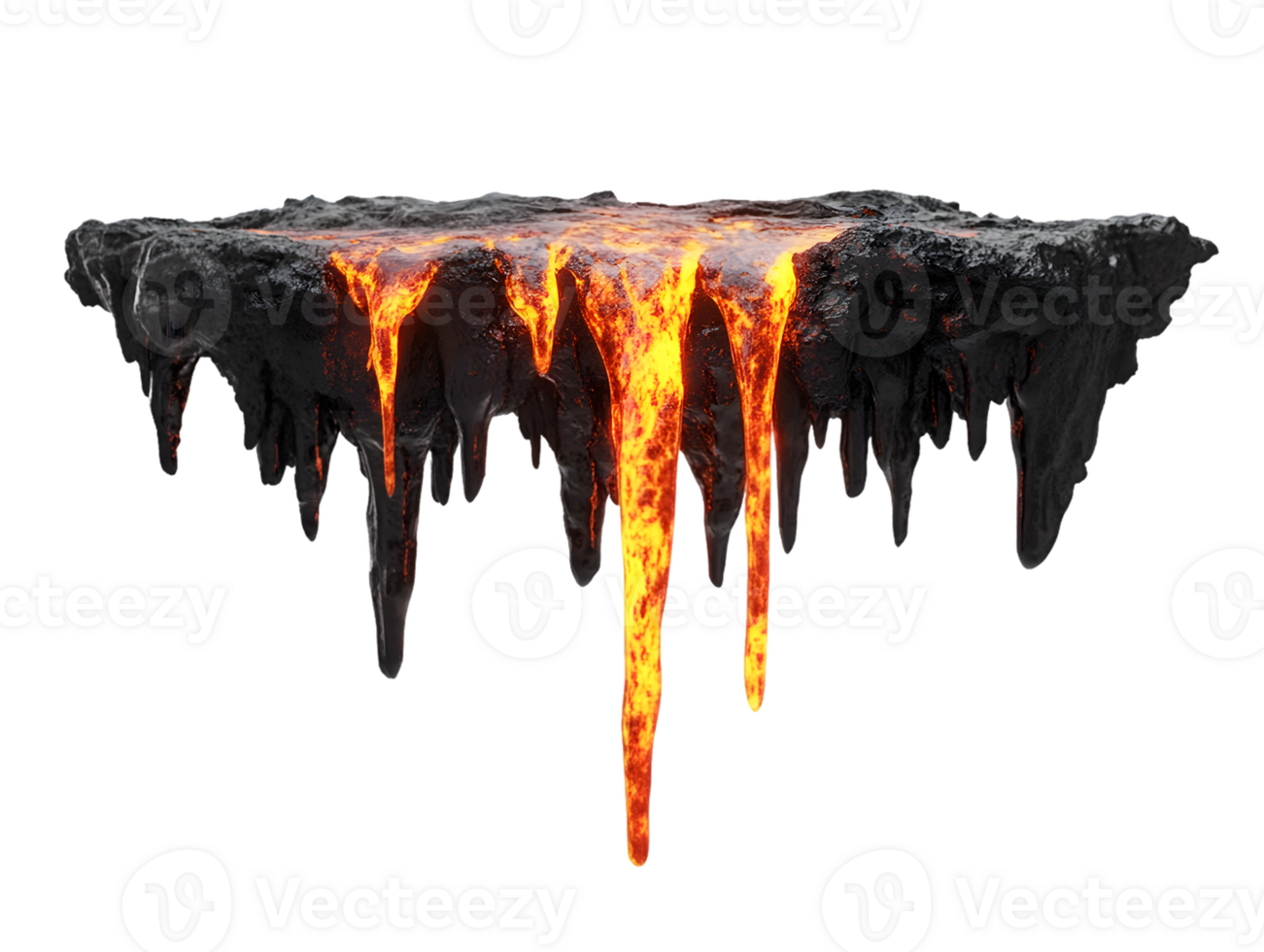 Molten Lava Flowing on a Floating Rock Island png