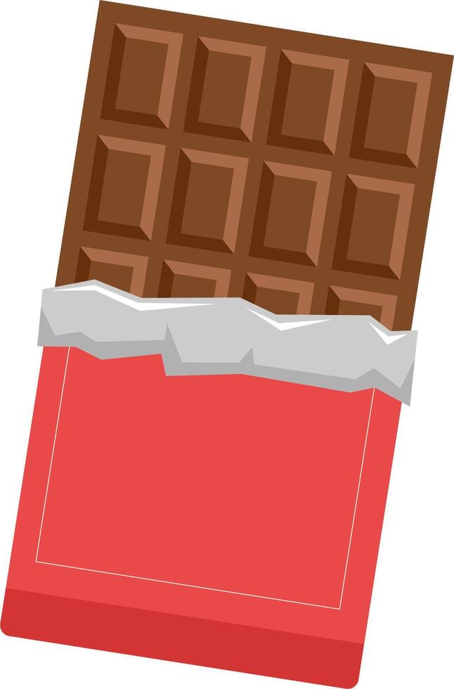 Illustration of Chocolate Bar with Red Packaging vector