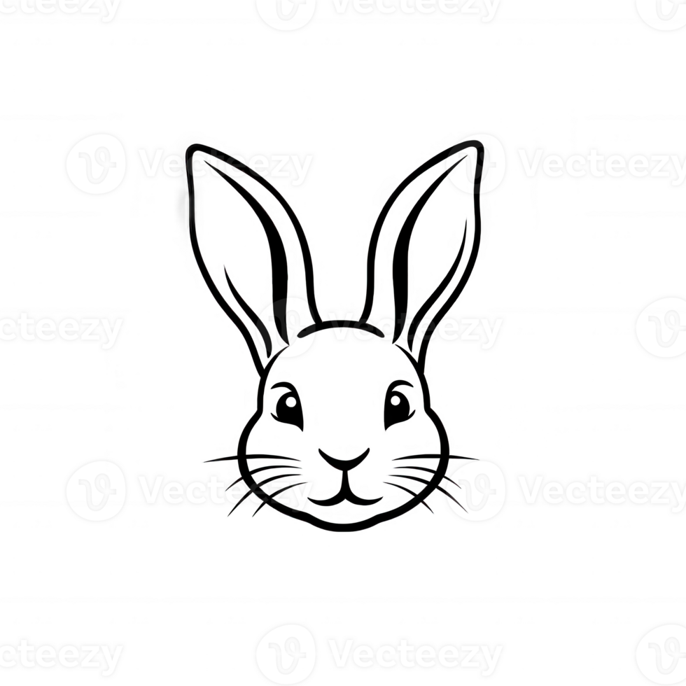 A cute cartoon rabbit illustration with big ears and joyful expression. png