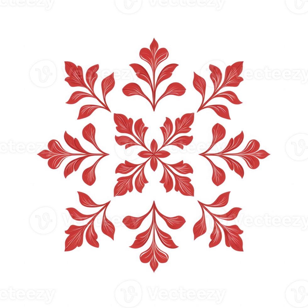 A decorative red floral design creating an elegant and unique pattern. png