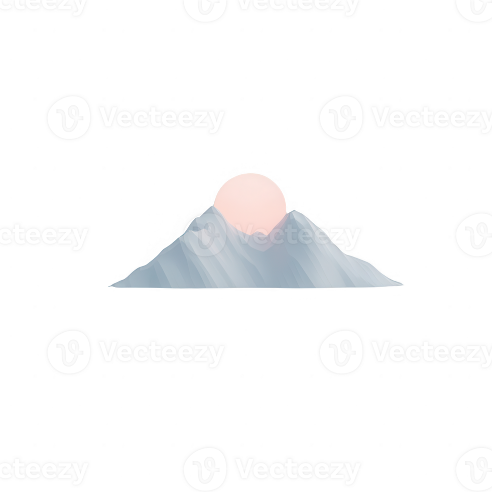 A serene mountain landscape at dawn, with soft colors and tranquil atmosphere. png