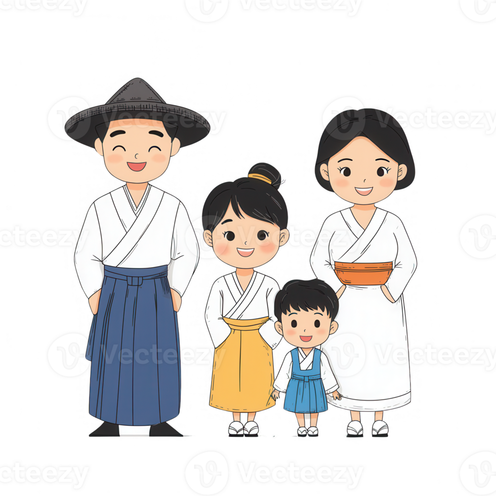 A happy family in traditional attire showcasing cultural heritage and unity. png