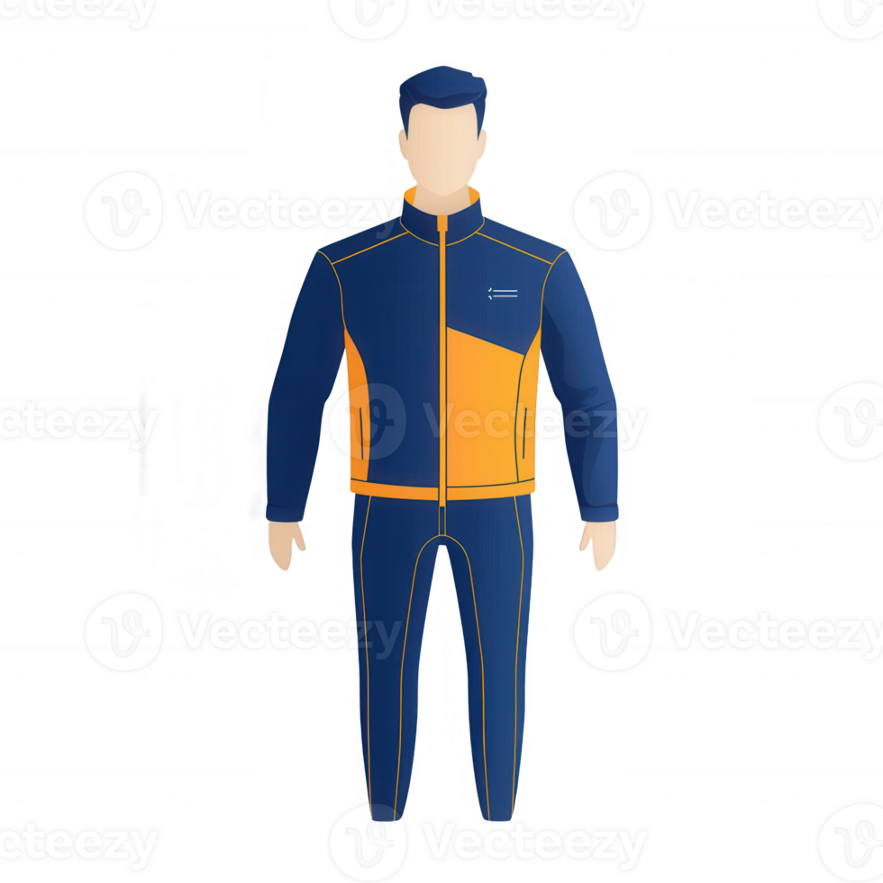 A person wearing a modern, stylish sports suit, ready for athletic activities. png