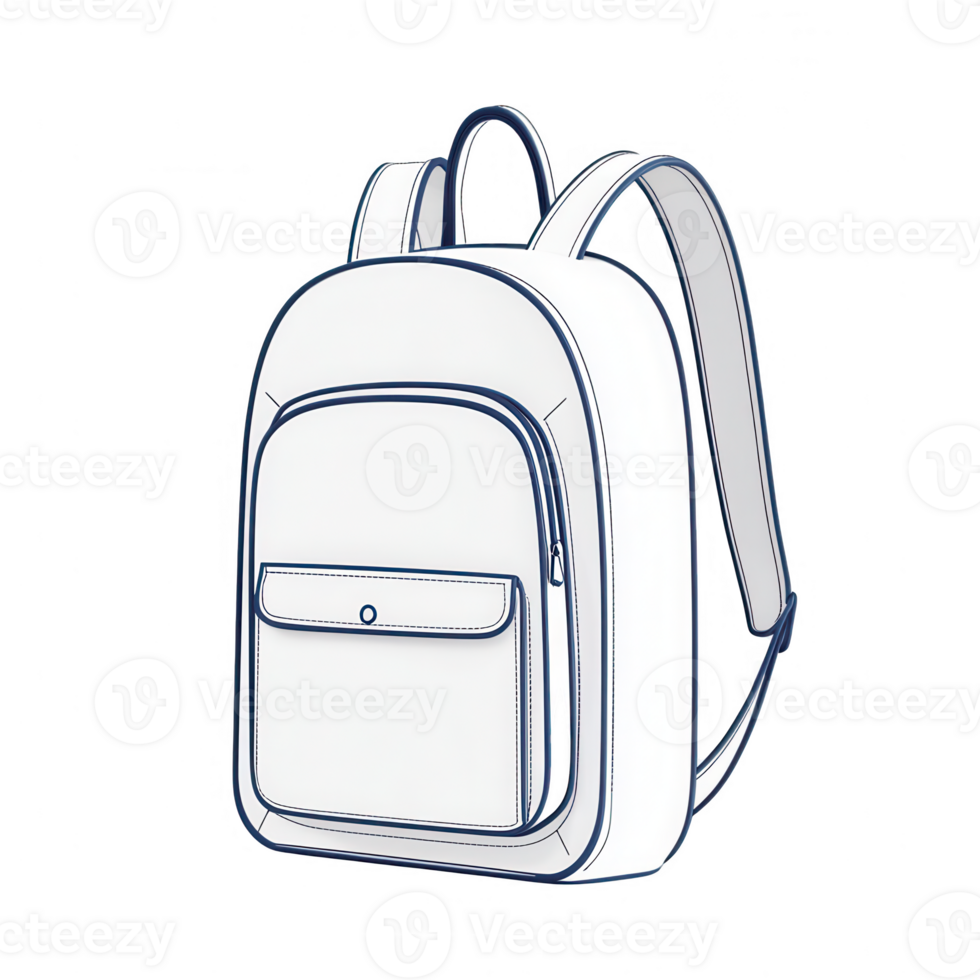 A stylish white backpack with a simple design, ideal for daily use and travel. png