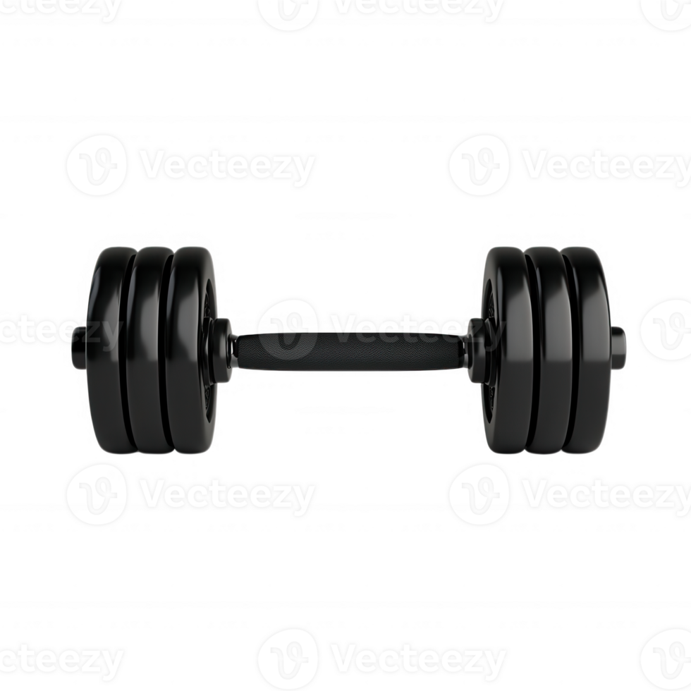 A sleek black dumbbell for strength training and fitness exercises. png