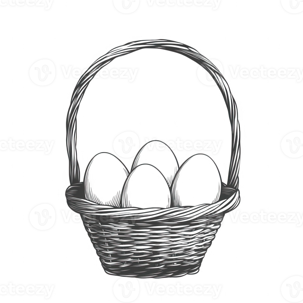 A stylish basket containing freshly laid eggs, perfect for culinary presentations. png