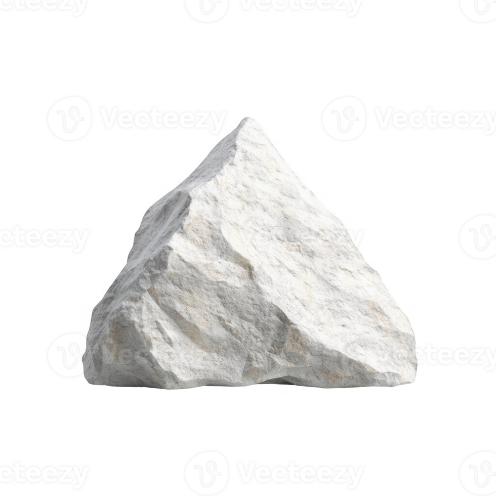 A solitary white rock stands prominently against a clean background, showcasing nature's art. png