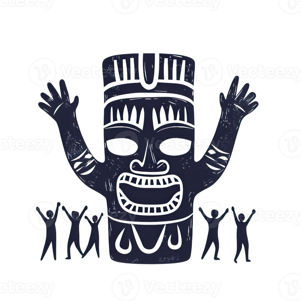 A vibrant illustration of a totem representing cultural significance and community. png