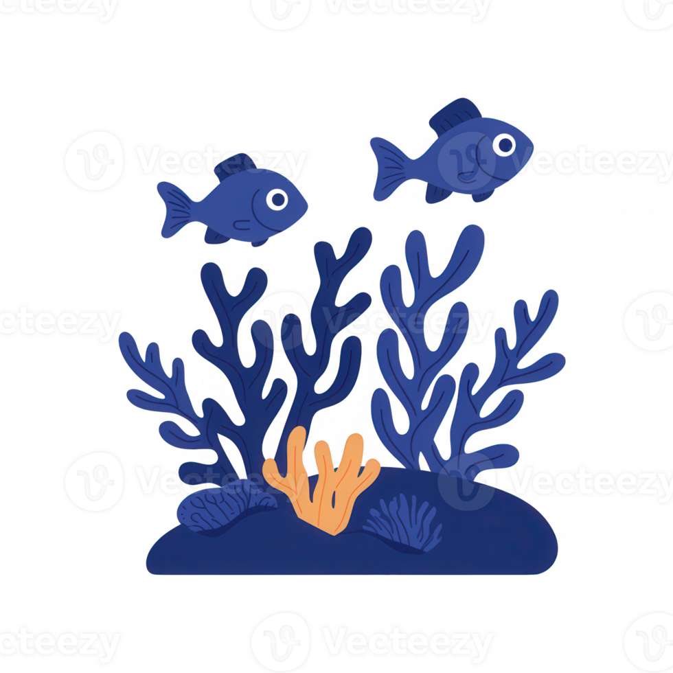 A vibrant underwater scene featuring colorful fish and coral reefs. png