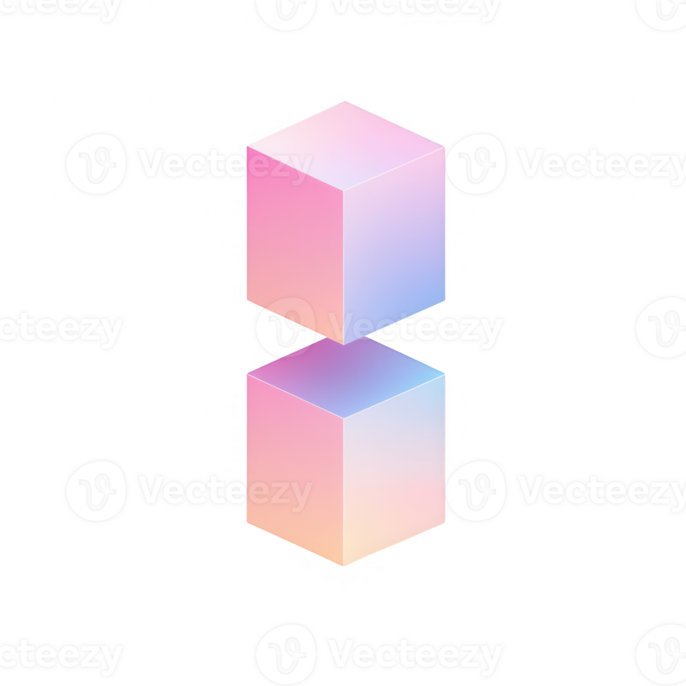 A stylized 3D geometric cube reflecting vibrant pastel colors in symmetry. png
