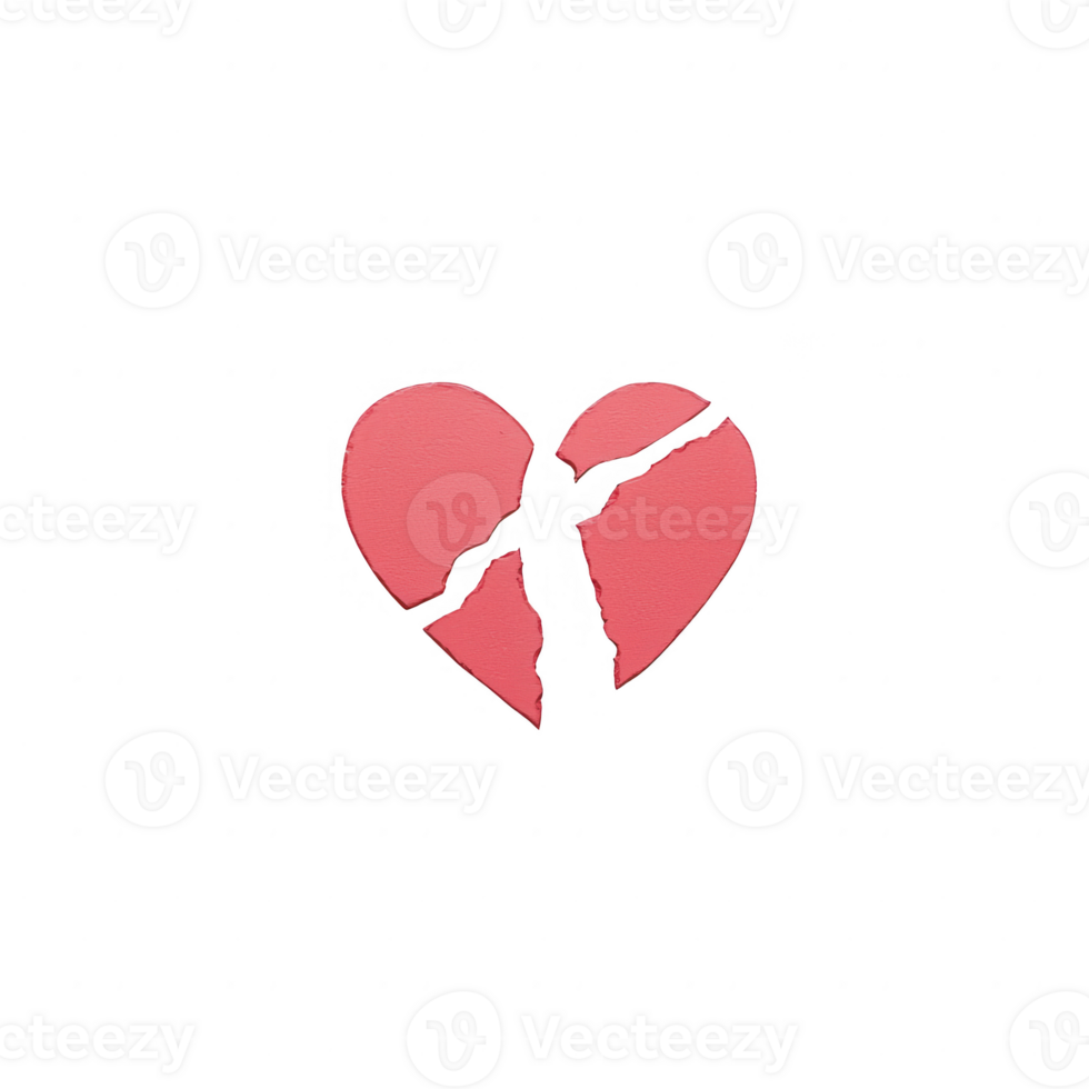 A visual representation of a broken heart symbolizing grief and emotional pain. png