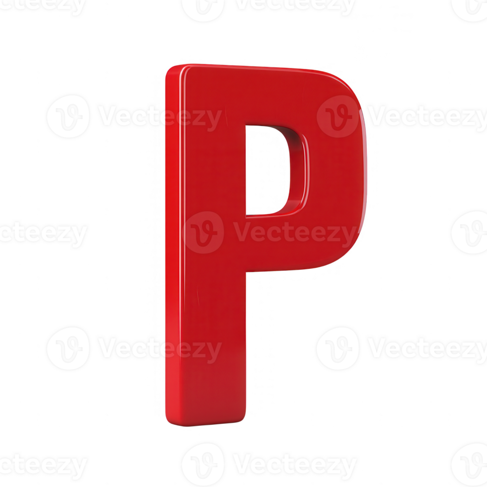 Bold red letter P on a white background for graphic design and branding use. png