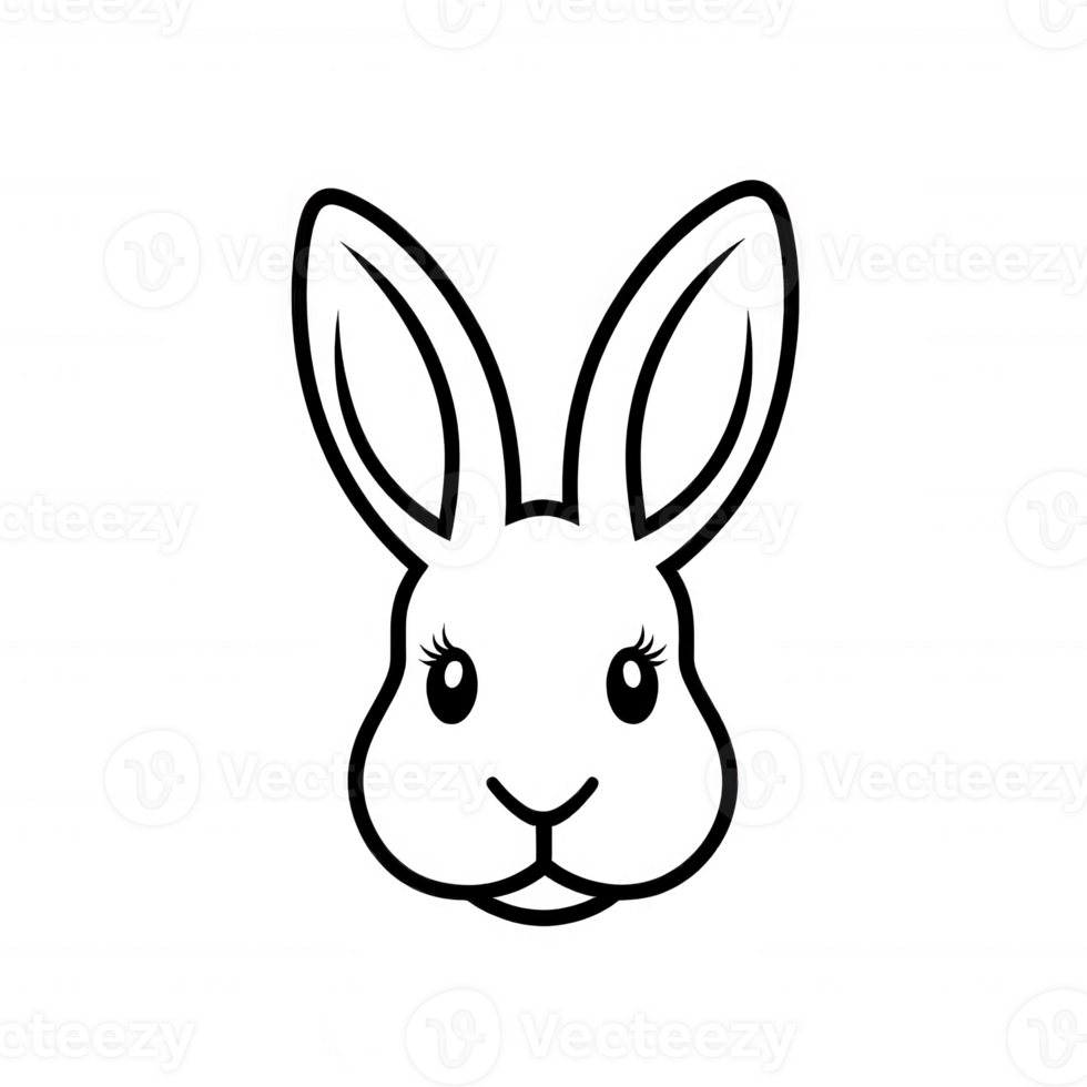 Cute and simple outline of a rabbit's face, perfect for whimsical designs. png