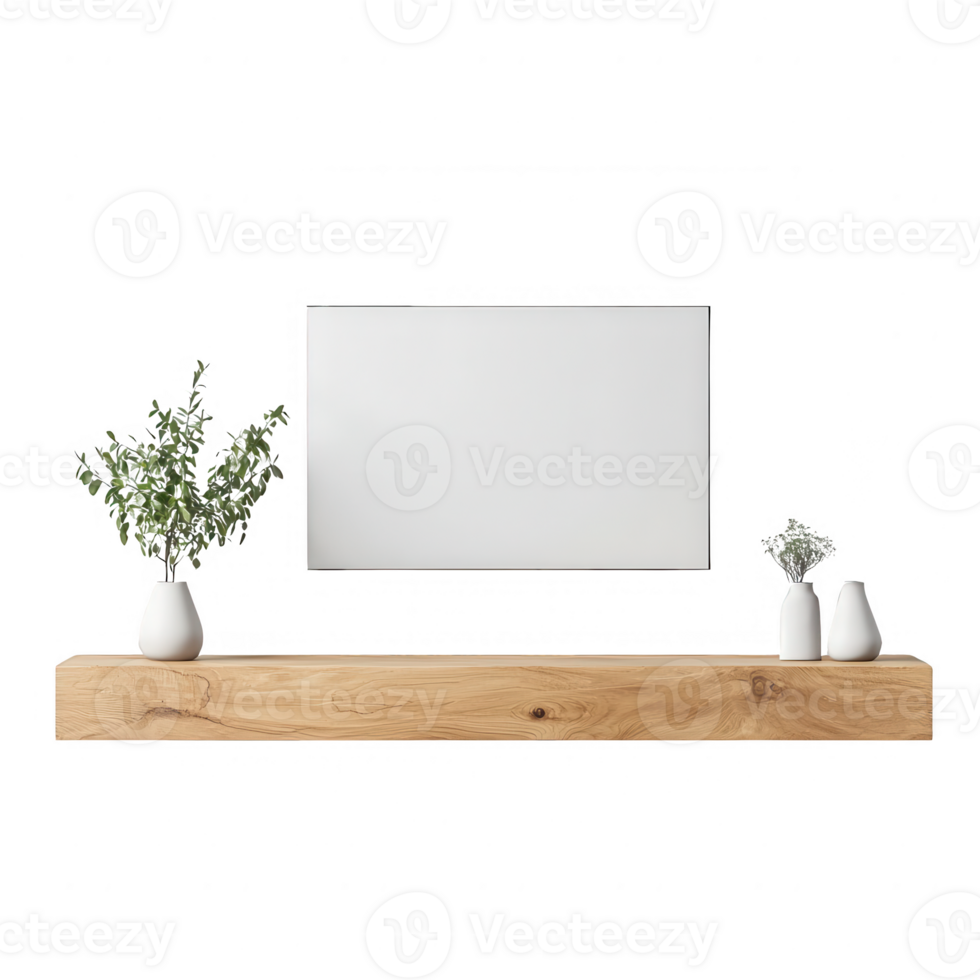 Minimalist decor featuring plants and an empty canvas for creative expression. png