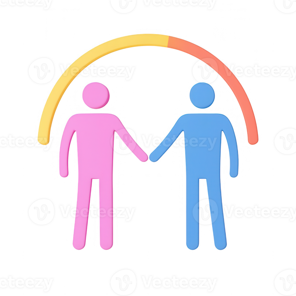 Stylized representation of two people uniting in harmony and support. png