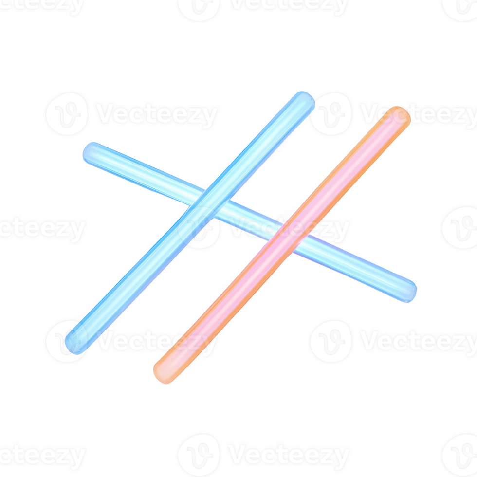 Stylish neon light sticks crossed in an artistic display for modern designs. png