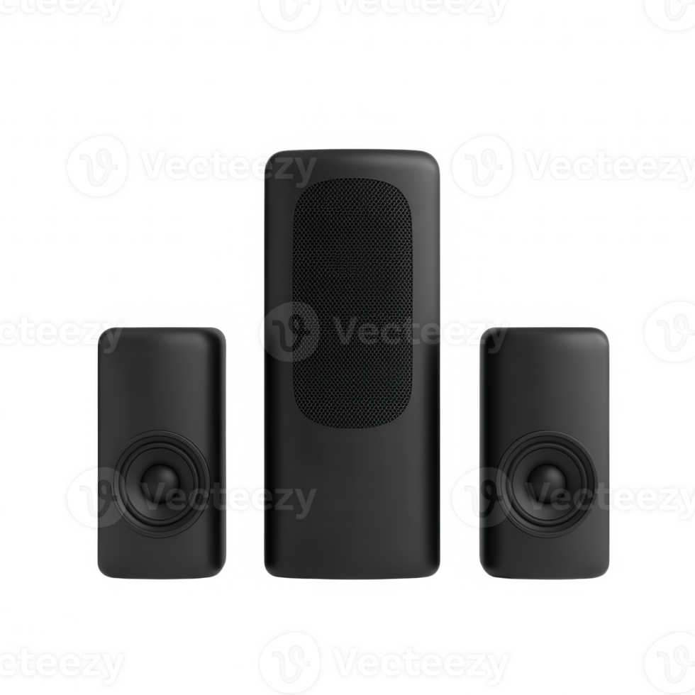 Stylish black speakers set for enhanced audio experience in modern spaces. png