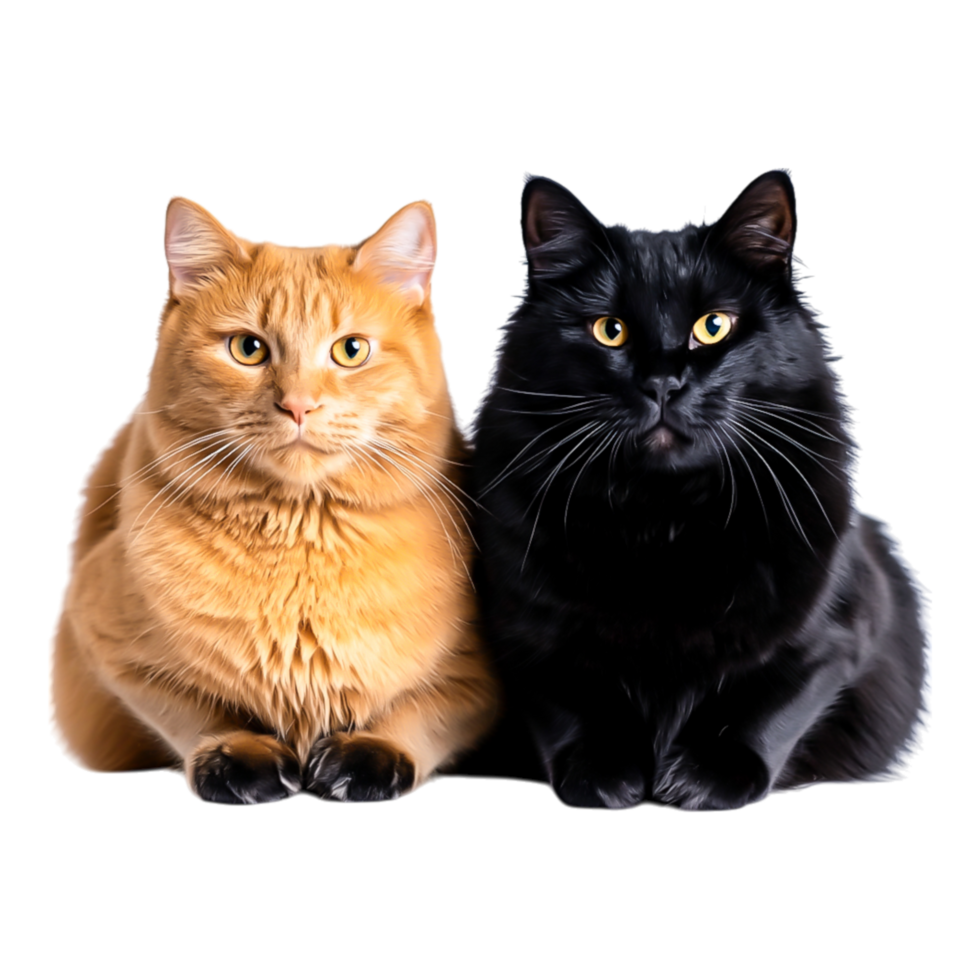 Pair of Feline Companions Sitting Together in Adorable Pose png